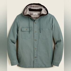 J.Crew Wallace & Barnes fleece-lined hooded canvas workshirt